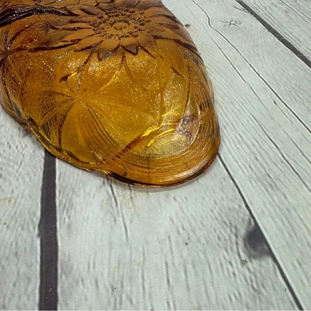 vintage indiana glass lily pons amber relish Dish cottagecore